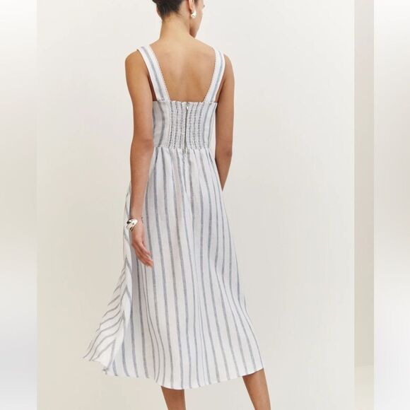 Reformation Tagliatelle Linen Dress in Harbor Stripe - Picture 4 of 4